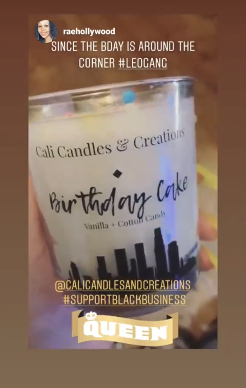 Birthday Cake candle with a hand printed label
